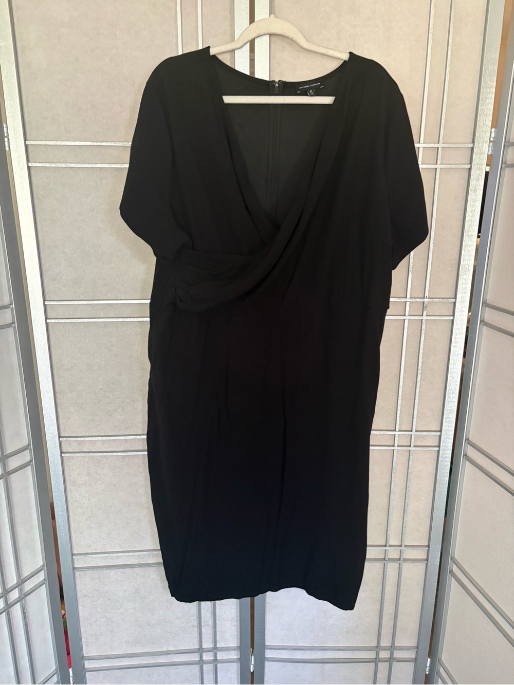 Universal Standard Black Draped Midi Dress